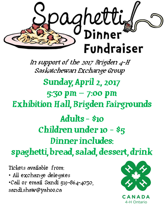 4-H Exchange Spaghetti Dinner Fundraiser | Brigden Fair