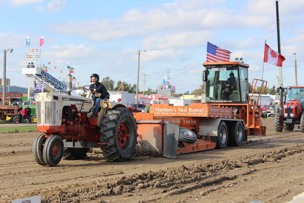 Tractor pulling sled